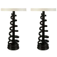 Pair of Sculptural Bamboo Table Lamps