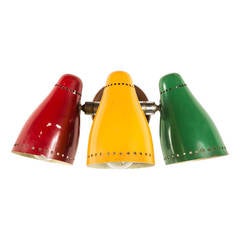 Stilnovo Three-Light Sconce with Original Paint