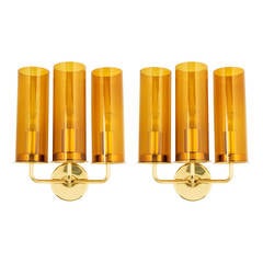 Hans Agne Jakobsson Glass and Brass Sconces 3