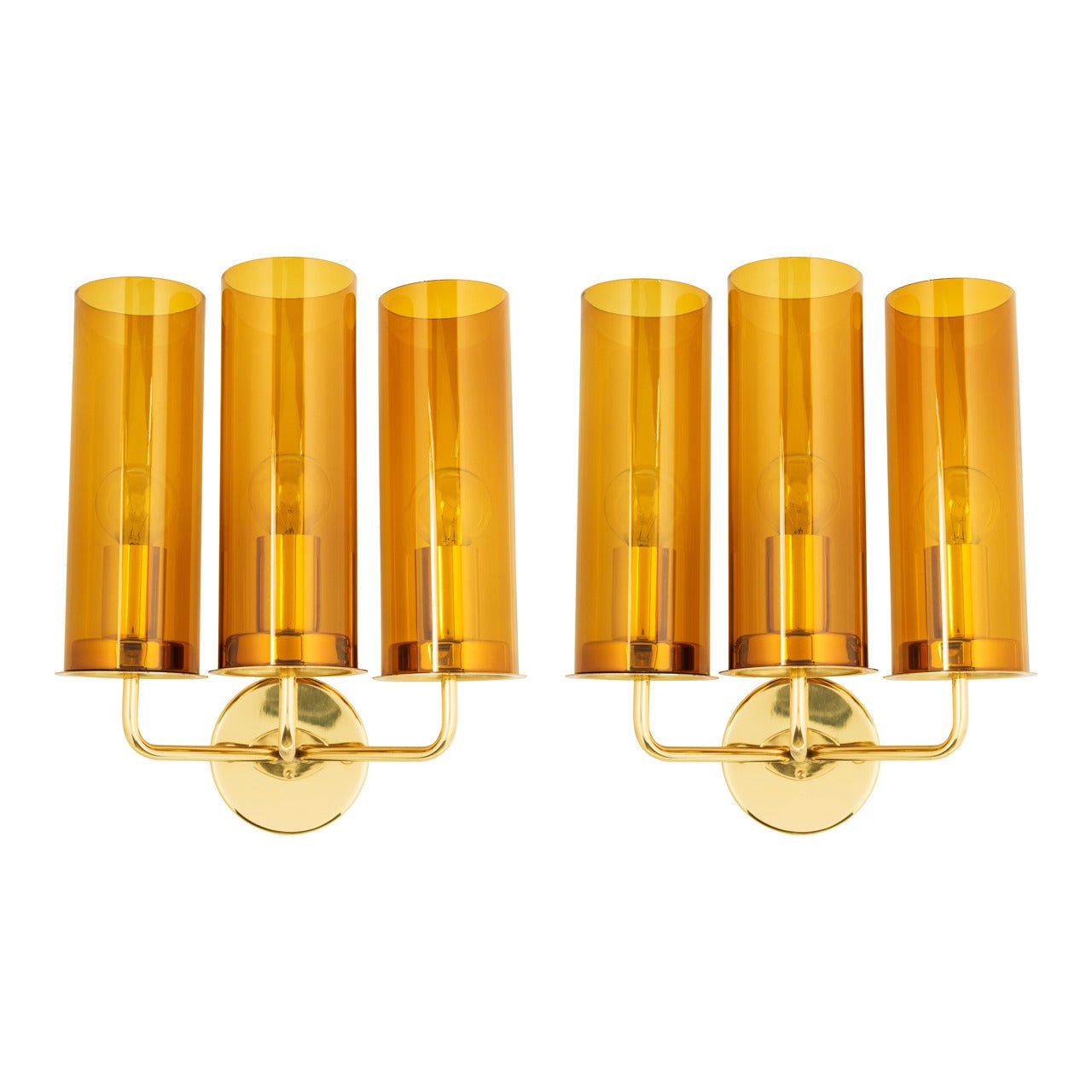 Hans Agne Jakobsson Glass and Brass Sconces