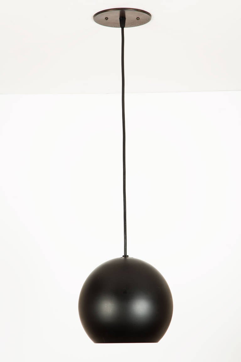 Italian Stilnovo Black Globe Pendants