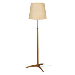 Danish Oak Floor Lamp with Handmade Shade