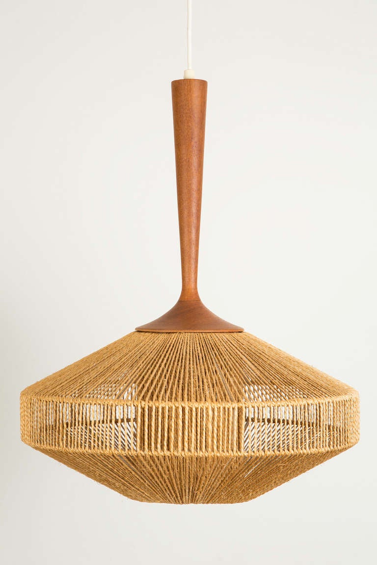 Teak and Jute Pendant Lamp