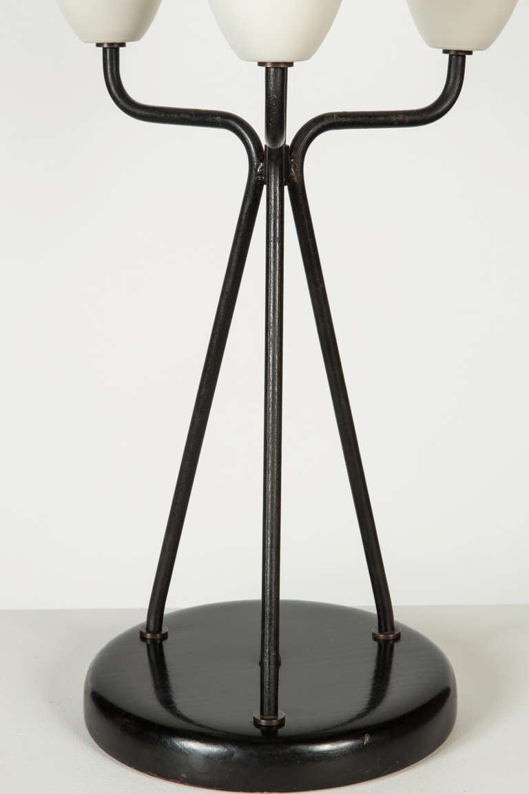 Lightolier 1950's Black and White Table Lamp 3