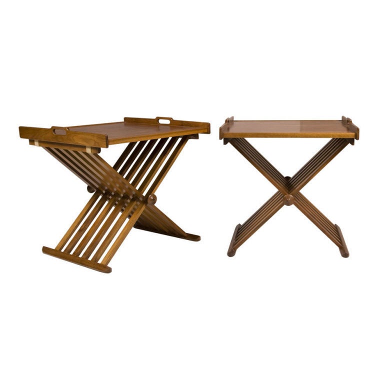 Pair of Campaign Folding Tables by Stewart MacDougall & Kipp Stewart for Drexel For Sale