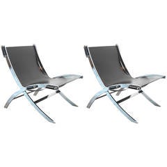 Vintage Pair of Chrome-Plated Steel Lounge Chairs