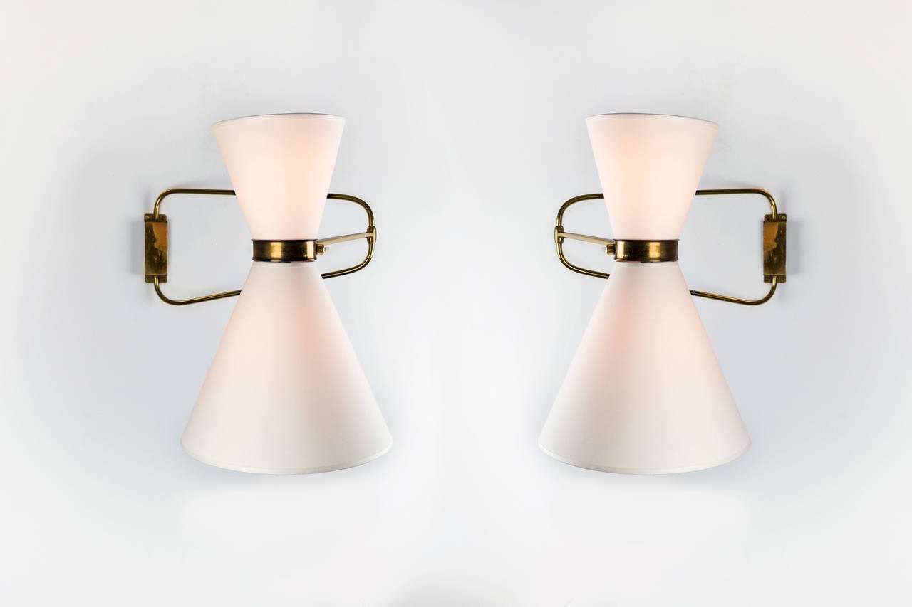 Pair of Mid-Century French Sconces In Good Condition In Los Angeles, CA