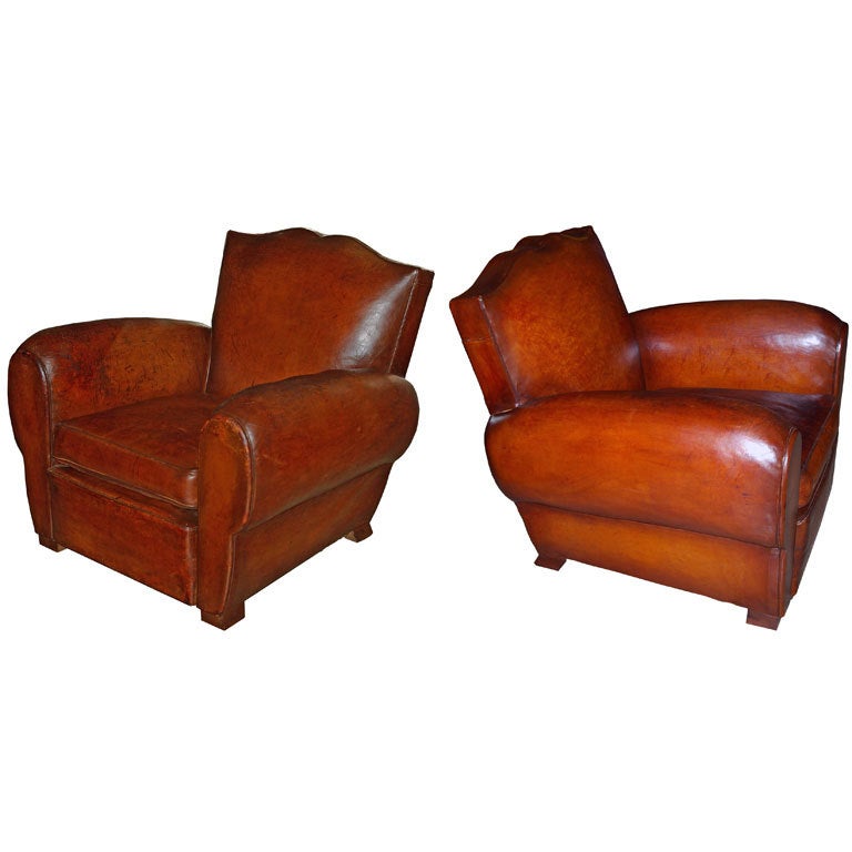 1930's French Moustache Club Chairs