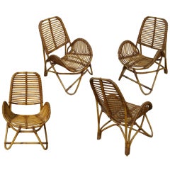 Set of 4 French Rattan Chairs