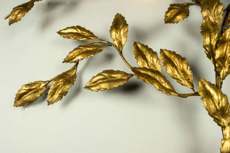 Mid-20th Century Pair of Leaf Design Wall Sconces For Sale
