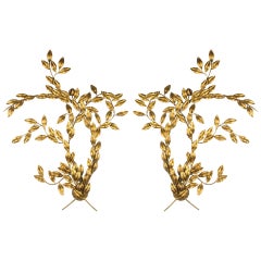 Pair of Leaf Design Wall Sconces