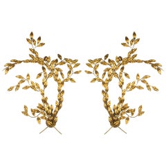 Pair of Leaf Design Wall Sconces