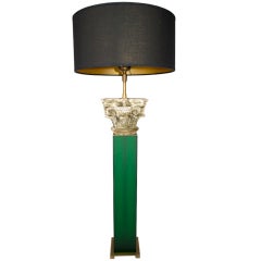 Carved Wood Capital Table Lamp