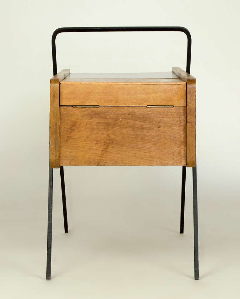 Oak Mid-Century French Side Table