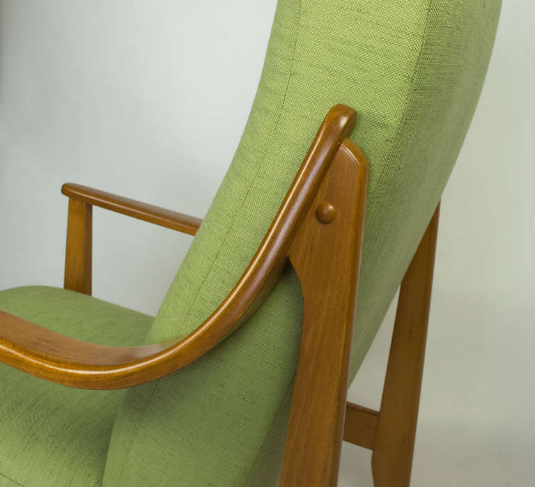 Elm Pair of Mid-Century French Armchairs