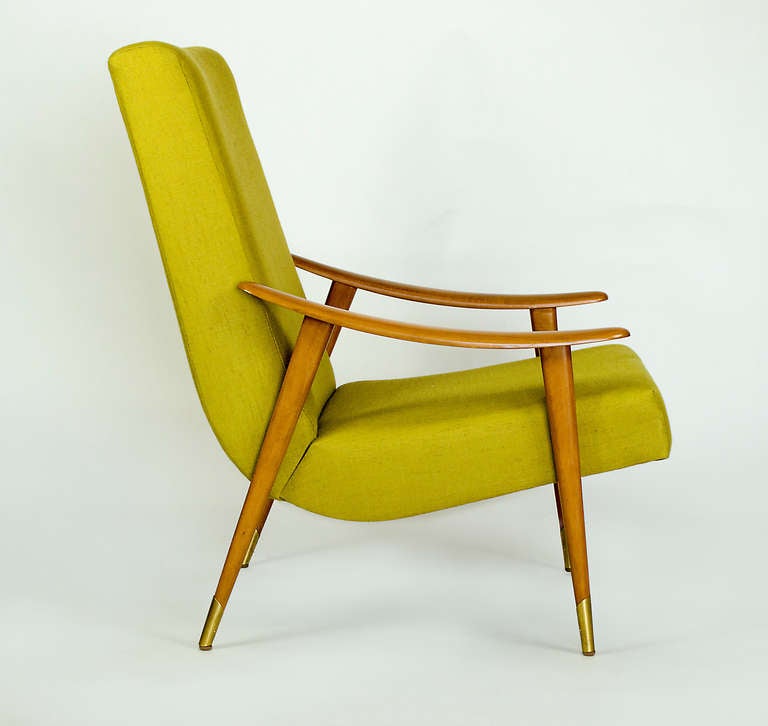 Elm Pair of French Midcentury Armchairs