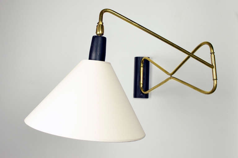 Steel Elegant French Mid-Century Sconce by Lunel