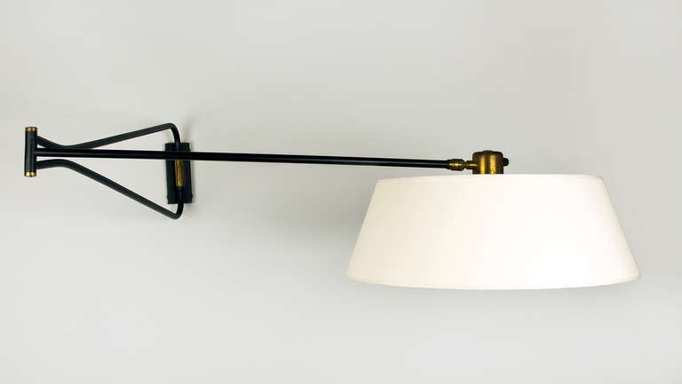 Beautiful large Rene Mathieu wall sconce with linen shade for Lunel

Maximun wall project is 57
