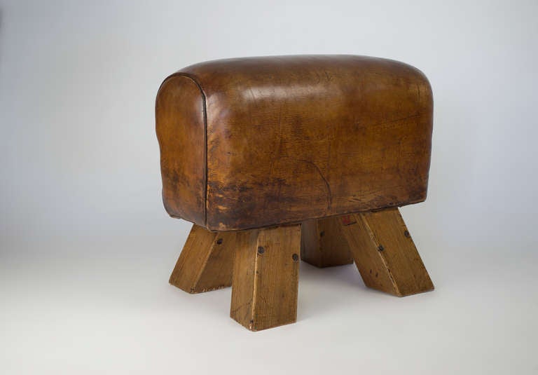 France
1940
Beautiful pommel horse. The legs have been shortened to makes a unique stool. Original leather, Incredible patina. Similar stool available to make a pair.
