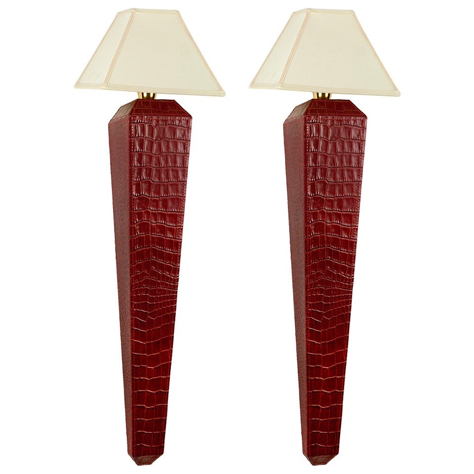 Pair of Leather  Sconces