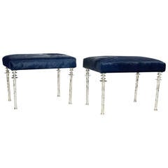 Pair of White Bronze Sorgue Stools