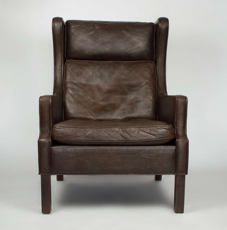 Mid-Century Modern Pair of Borge Morgensen Leather Wingback chairs