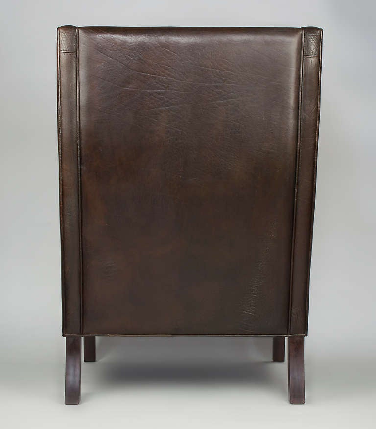 Danish Pair of Borge Morgensen Leather Wingback chairs