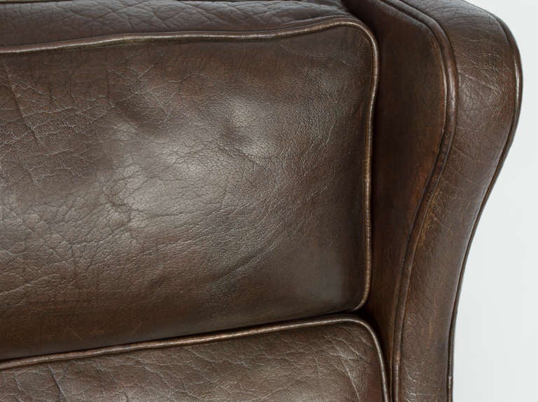 Pair of Borge Morgensen Leather Wingback chairs In Excellent Condition In Los Angeles, CA