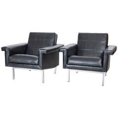 French Quilted Leather Armchairs 6