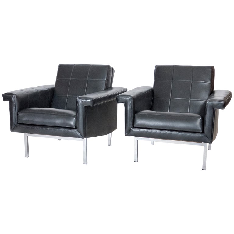 French Quilted Leather Armchairs For Sale at 1stDibs