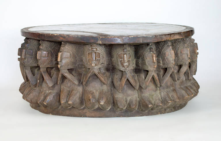 This incredible carved chiefs table is truly a rare find. Carved from a baobab tree trunk by the Baga tribe from Guinea-Conakry, Africa in the 1940s. The details of this work of art are impressive.