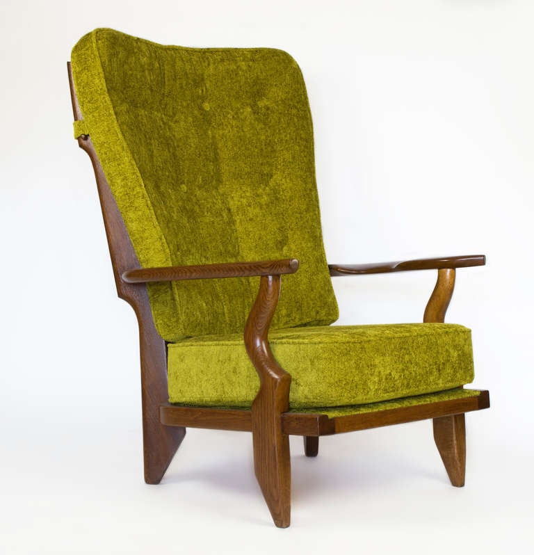 Beautiful lounge chair by Guillerme & Chambron 
Newly upholstered and refinished