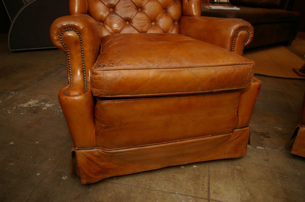 20th Century Original 1920's Leather Wingback Chairs