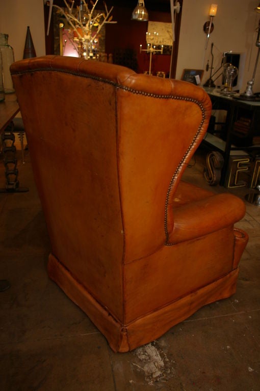 Original 1920's Leather Wingback Chairs 1