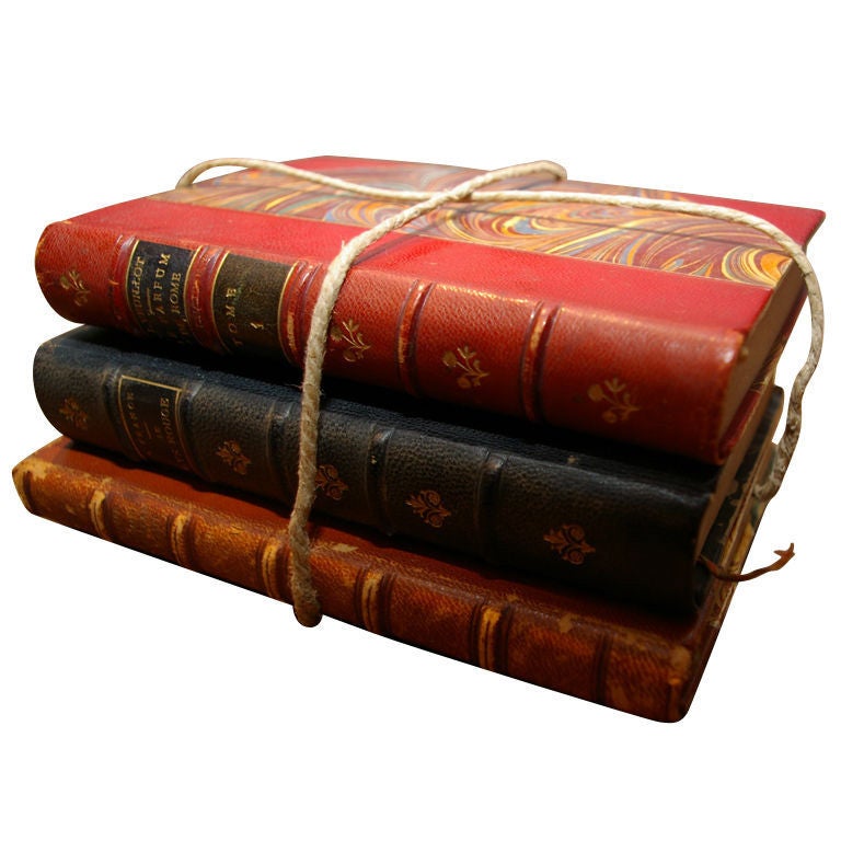 Pack of 3 Antique Decorative Leather Bound Books