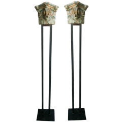 Pair of  19th Century Corinthian Capitols Floor Lamps