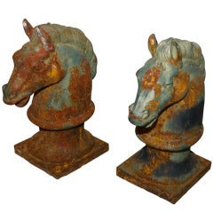 19th century Cast Iron Horse Heads