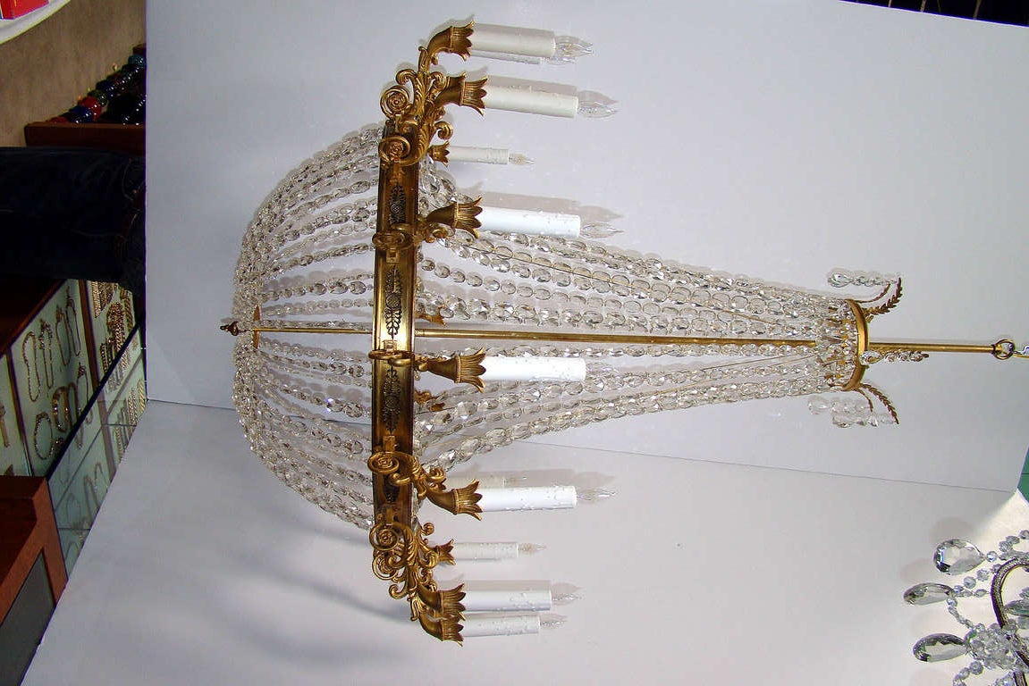 Exceptional 19th century French Empire bronze dore  chandelier