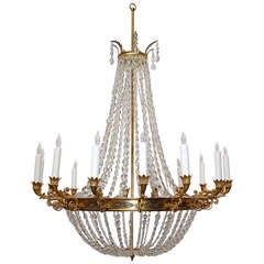 Exceptional 19th century French Empire bronze dore  chandelier