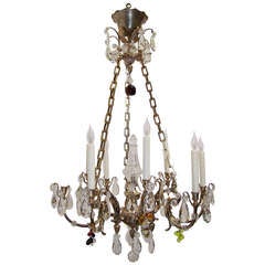French silver over bronze crystal chandelier.