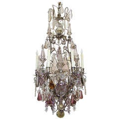 French 19th century silver framed Baccarat and Boehme crystal chandelier 
