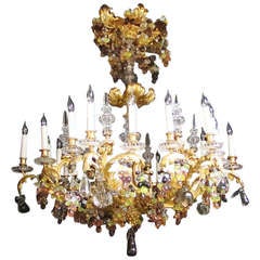 Magnificent bronze dore chandelier with colored grapes & fruit throughout
