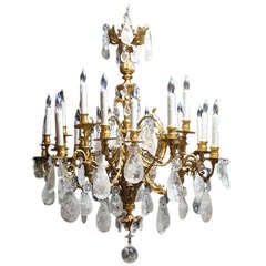 Outstanding large 19th century Louis XV style rock crystal chandelier