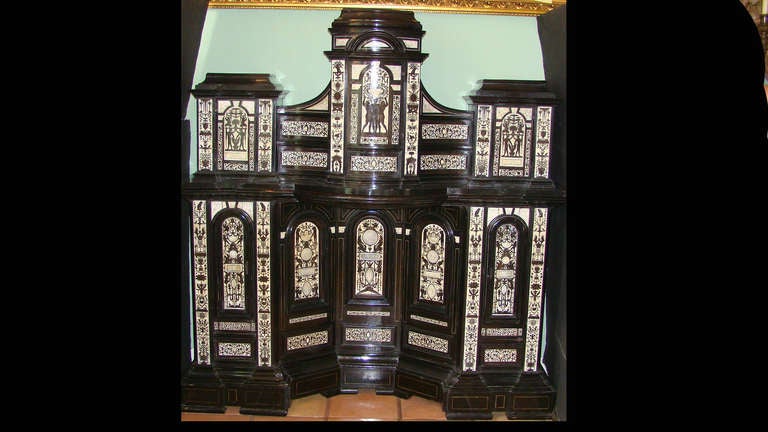 Exceptional Italian 19th Century Ebonized cupboard