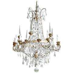 Italian 18th century chandelier with multi-faceted crystals