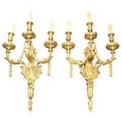 Pair of extremely fine 19th century French bronze sconces