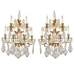Antique Pair exceptional French 19th century Baccarat crystal sconce