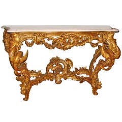 Extremely fine French early 19th century carved and gilt console