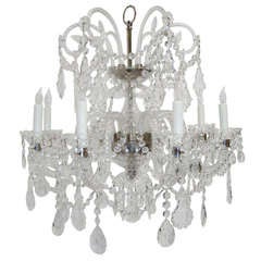 Fine English swagged crystal chandelier with twisted arms and 8 candlelight's.