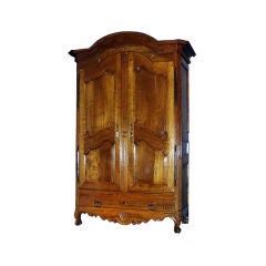 Antique French 18th century cherry dome-top armoire